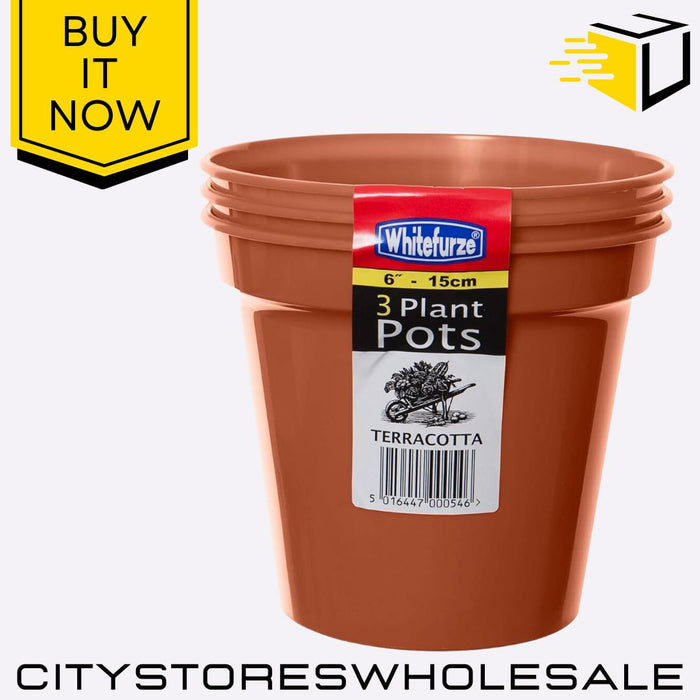 15cm (6 Inch) Planter Garden Pot Durable Indoor Outdoor Plant Pot 3pk Whitefurze