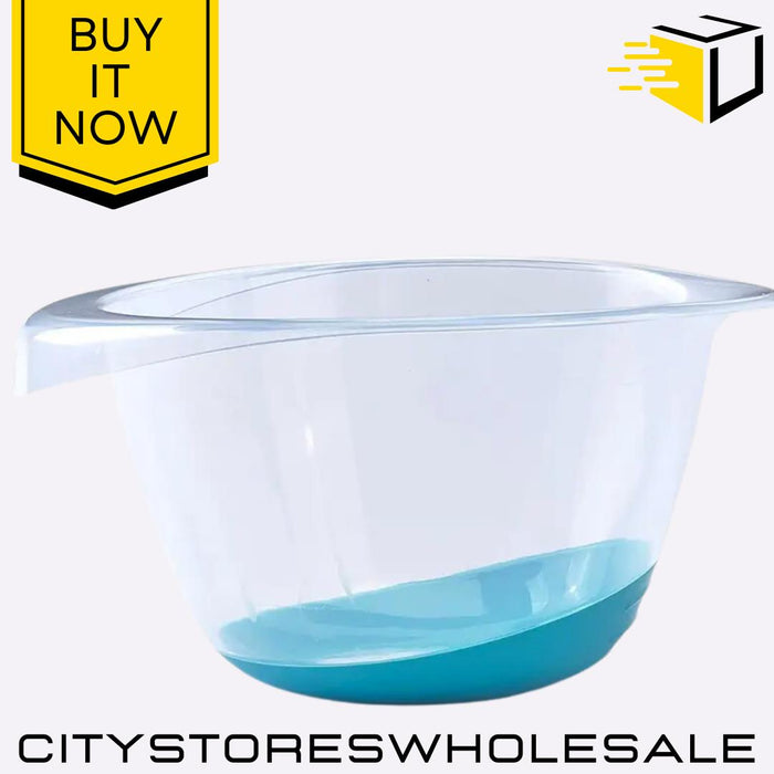 2L Premier Mixing Bowl Teal Durable Plastic Non-Slip Base Easy To Use Whitefurze