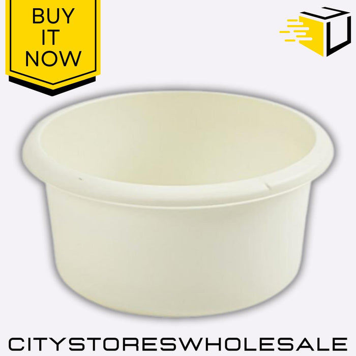 Large Cream Round Washing Bowl 31cm Durable And Stylish Laundry Whitefurze