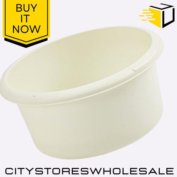 Large Cream Round Washing Bowl 31cm Durable And Stylish Laundry Whitefurze