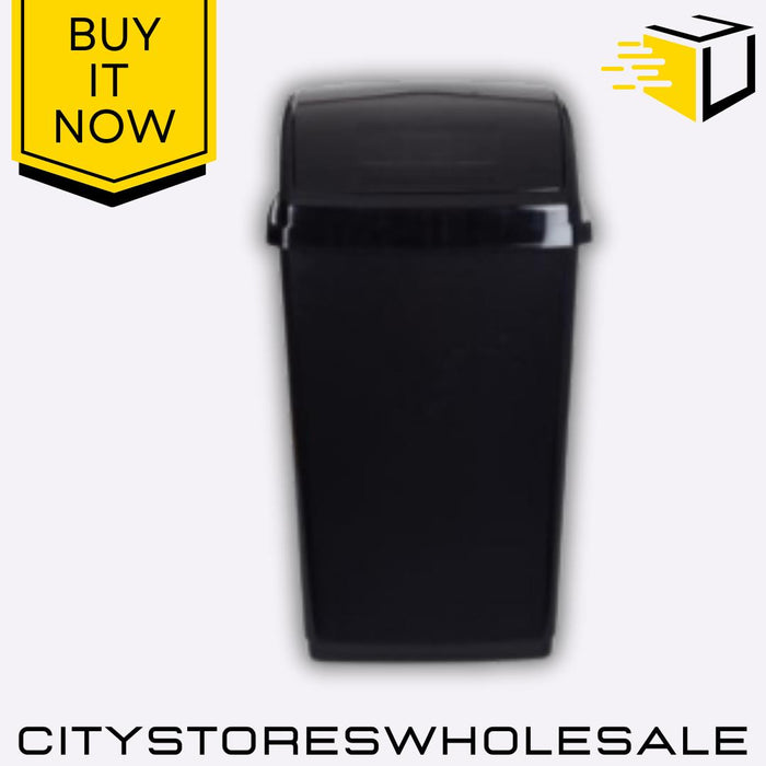 50L Black Swing Top Bin Durable Kitchen Waste Rubbish Recycling Bin Whitefurze
