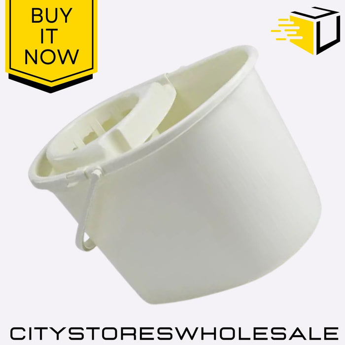 Cream Deluxe Mop Bucket 15L Durable Cleaning Bucket With Wringer Whitefurze