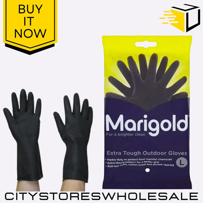 Large Extra Tough Outdoor Gloves Single Pair Durable & Comfortable Marigold
