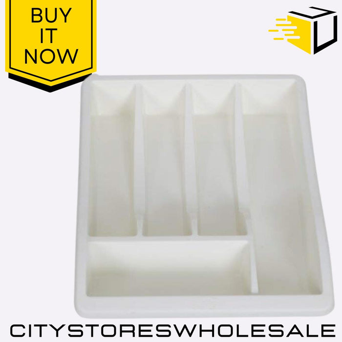 Cream Cutlery Tray Durable Kitchen Drawer Organizer Storage Divide Whitefurze