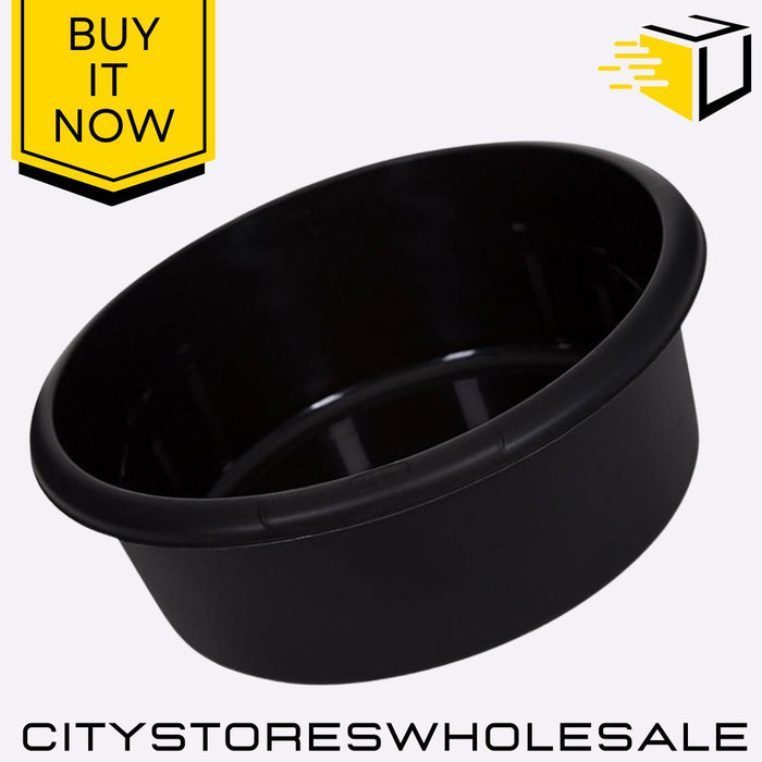 Large Black Round Washing Bowl 31cm Durable And Stylish Laundry Whitefurze
