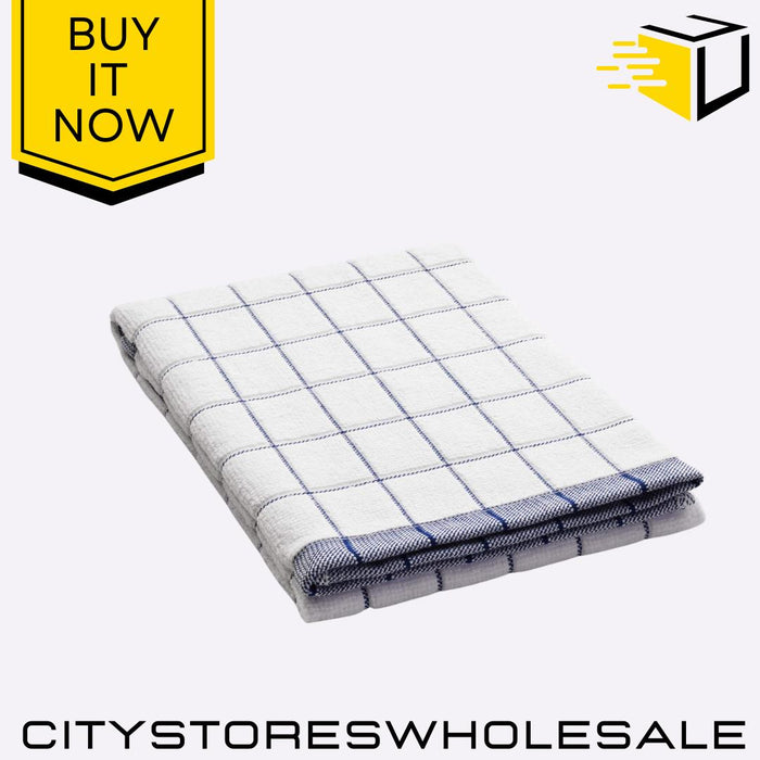 E-Towel Classic Check Tea Towel Blue, Ultra Absorbent, Lint-Free E-cloth