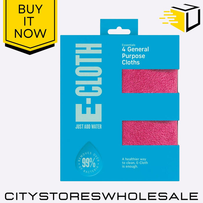 General Purpose Microfibre Cleaning Cloths Reusable & Streak Pack Of 4 E-Cloth