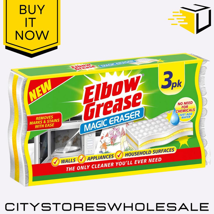 Magic Eraser 3 Pack Cleaning Pads Multipurpose Stain Remover Sponge Elbow Grease