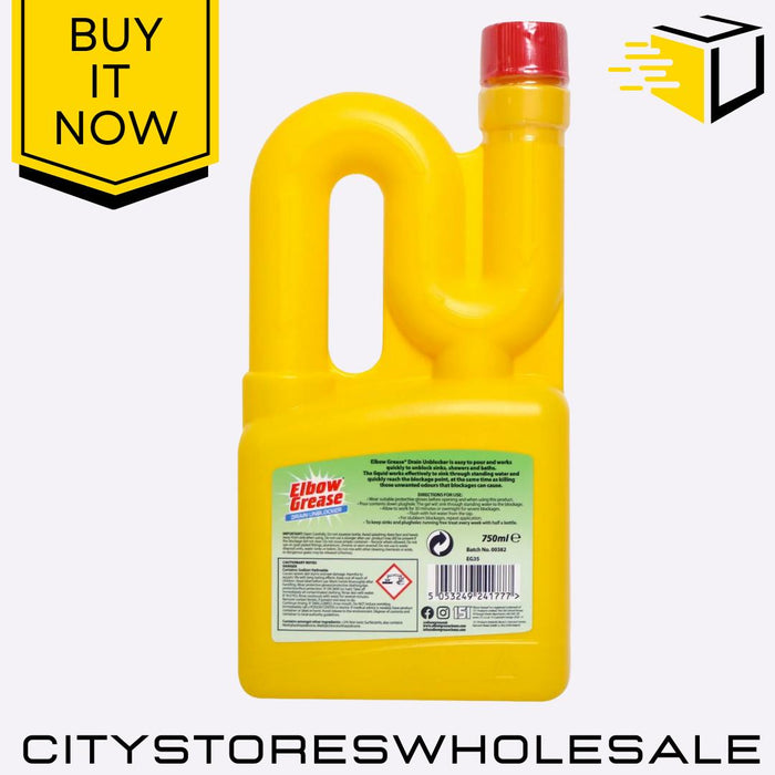 Drain Away Powerful Drain Cleaner For Unblocking Grease 750ml Elbow Grease