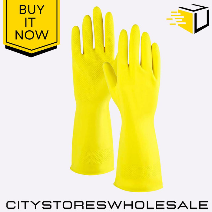 Rubber Gloves Super Strong Cotton Lined Durable Heavy Size Medium Elbow Grease