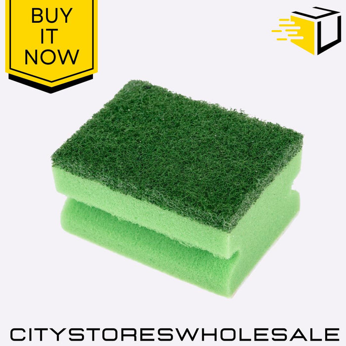 Green Dual Washing Up Sponge Durable Scrubber & Soft Sponge Cleaner 2pk Fairy