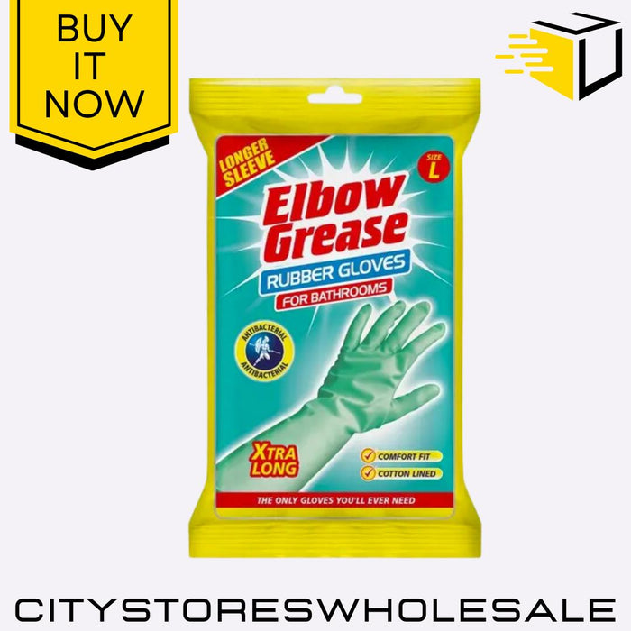 Antibacterial Bathroom Cleaning Gloves Large Durable & Multi-Use Elbow Grease