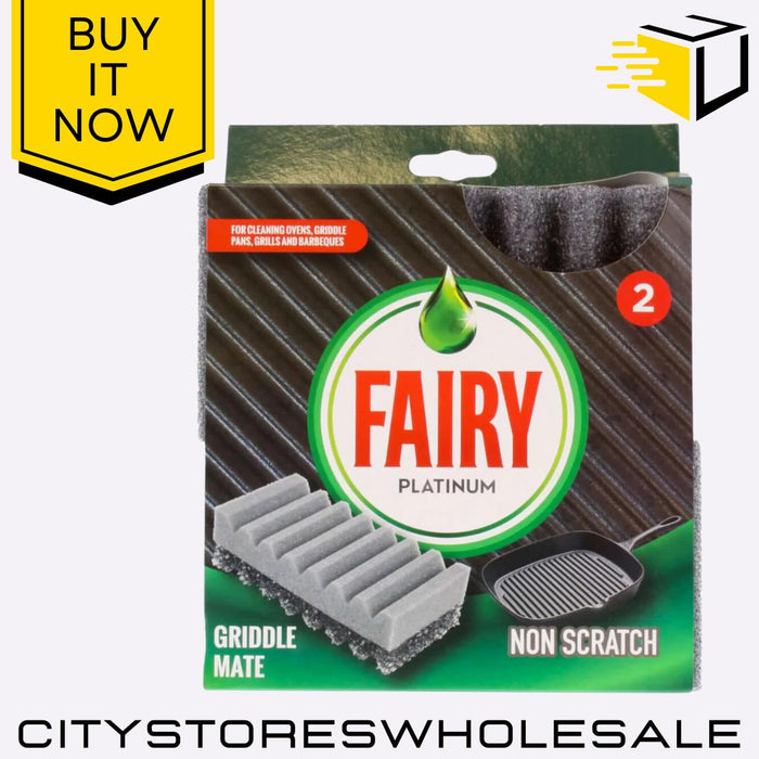 Platinum Non-Scratch Griddle Mate Sponge Tough Cleaning Gentle 2 Pack Fairy