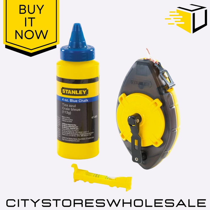 Powerwinder Blue Chalk Line & Line Level Kit Durable Precision Tool Stanley