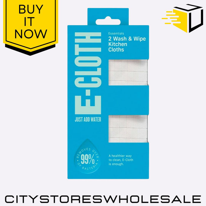 Wash & Wipe Kitchen Cloths High Absorbency, Streak-Free Cleaning 2 Pack E-cloth