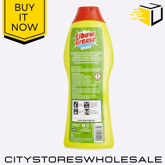 Cream Cleaner Heavy Duty Stubborn Stains Kitchen Bathroom 540g Elbow Grease