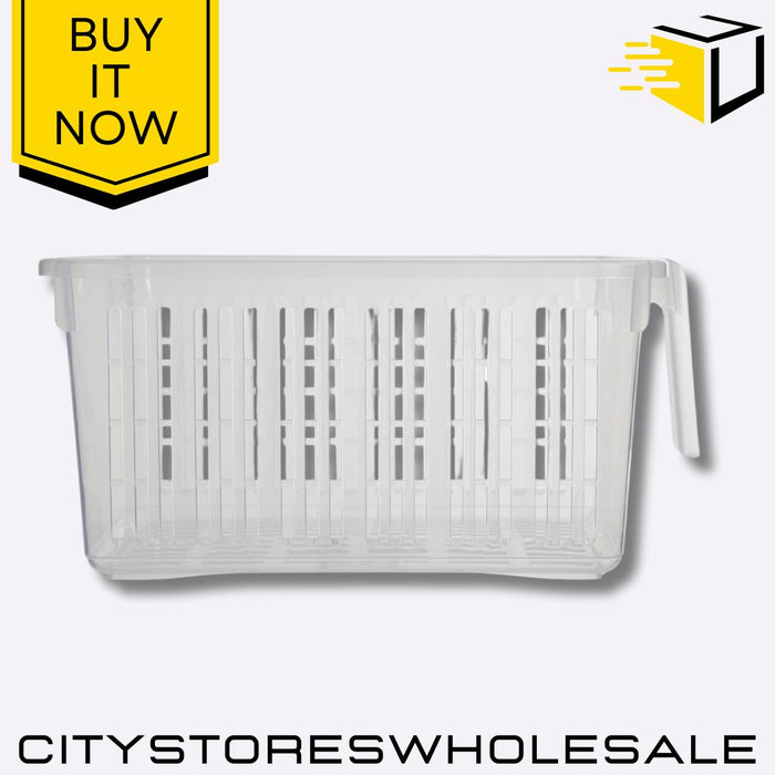 Large Caddy Basket Natural With Handle Storage Organizer Home Kit Whitefurze