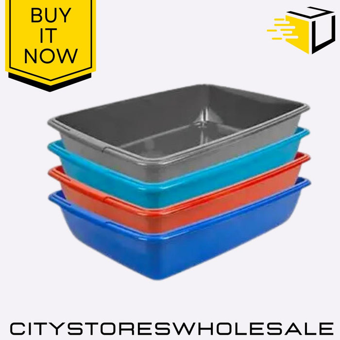 Durable Cat Litter Tray 42cm Assorted Colours Pet Kitten Box One Tray Whitefurze