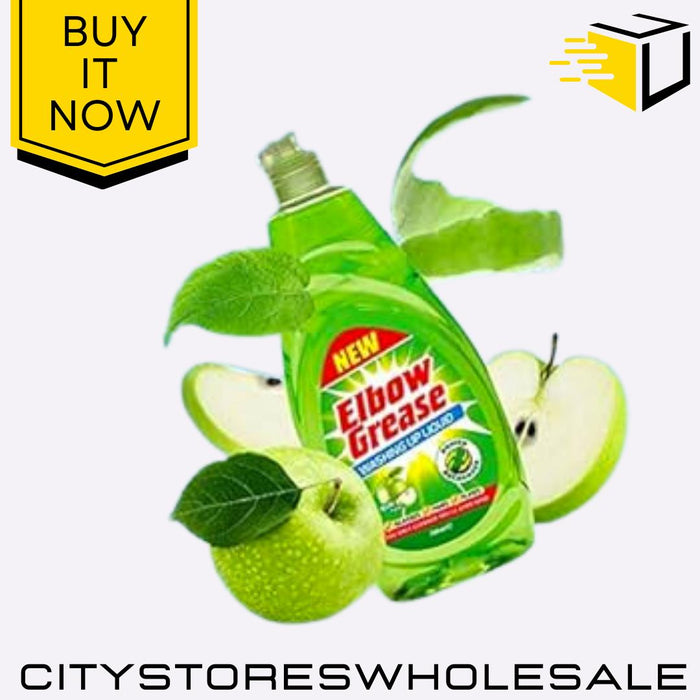 Washing Up Liquid Apple Fresh Scent Powerful Degreaser 600ml Elbow Grease