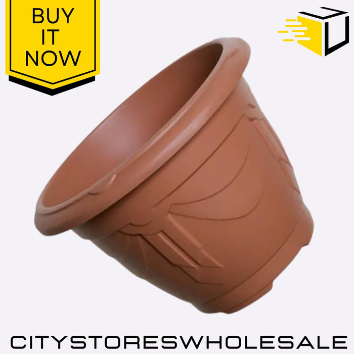 Round Venetian Planter 33cm Terracotta Indoor Outdoor Stylish Pot Whitefurze