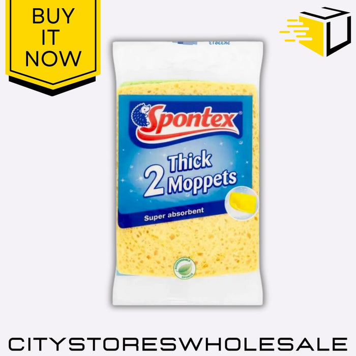 Thick Moppets Super Absorbent Mop Cloths Ideal For Cleaning Dust 2 Pack Spontex