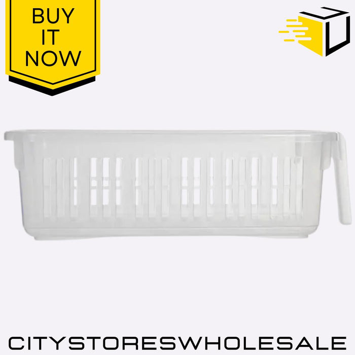 Small Caddy Basket Natural With Handle Storage Organizer Home Kit Whitefurze