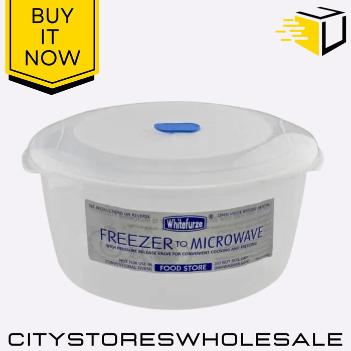 Round Freezer to Microwave Storer BPA-Free Food Storage 3.08L Whitefurze