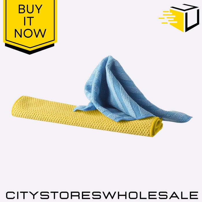 Microfibre Bathroom Kit 2 Cloths Streak-Free Shine Cleaning Set Spontex