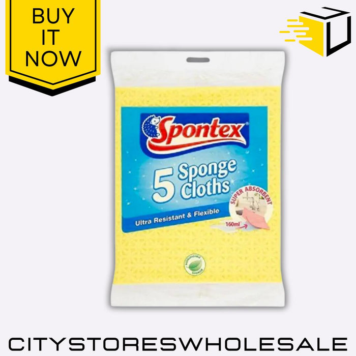 Sponge Cloths Super Absorbent Cleaning Cloths Home & Kitchen Pack Of 5 Spontex