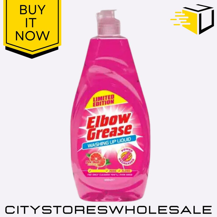 Washing Up Liquid Pink Blush Fresh Scent Powerful Degreaser 600ml Elbow Grease