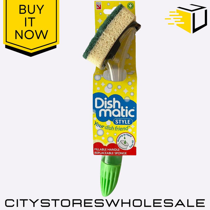 Style Fillable Washing Up Handle With Replaceable Head Easy Dish Clean Dishmatic