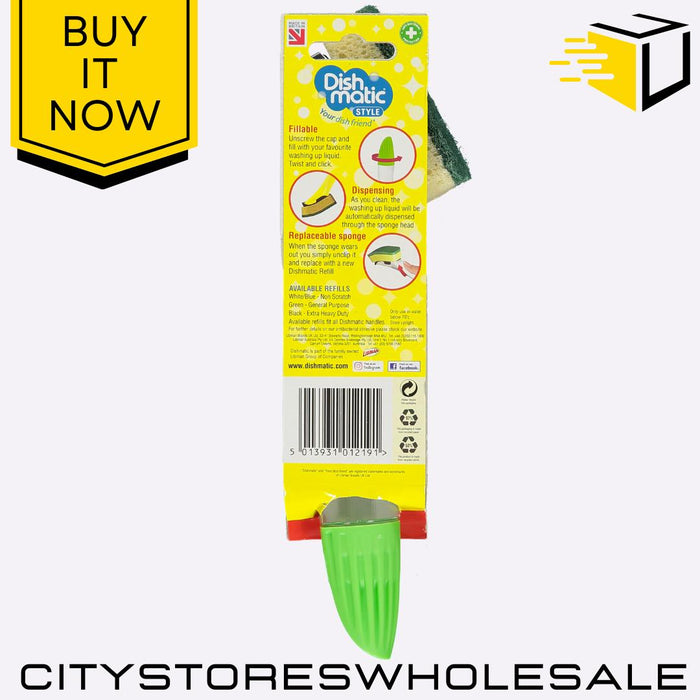 Style Fillable Washing Up Handle With Replaceable Head Easy Dish Clean Dishmatic