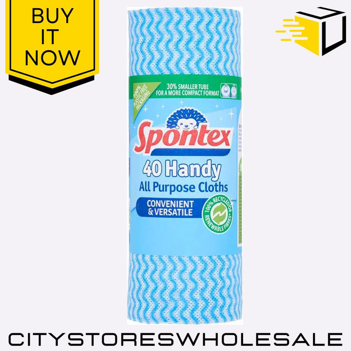 All-Purpose Handy Cloths Assorted Colours Durable & Reusable 40pk Spontex