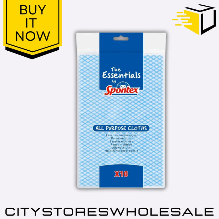 Essentials All Purpose Cloths 10 Pack Super Absorbent Durable Cleaning Spontex