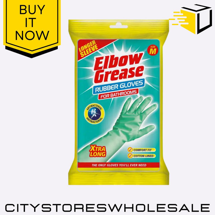 Antibacterial Bathroom Cleaning Gloves Medium Durable & Multi-Use Elbow Grease