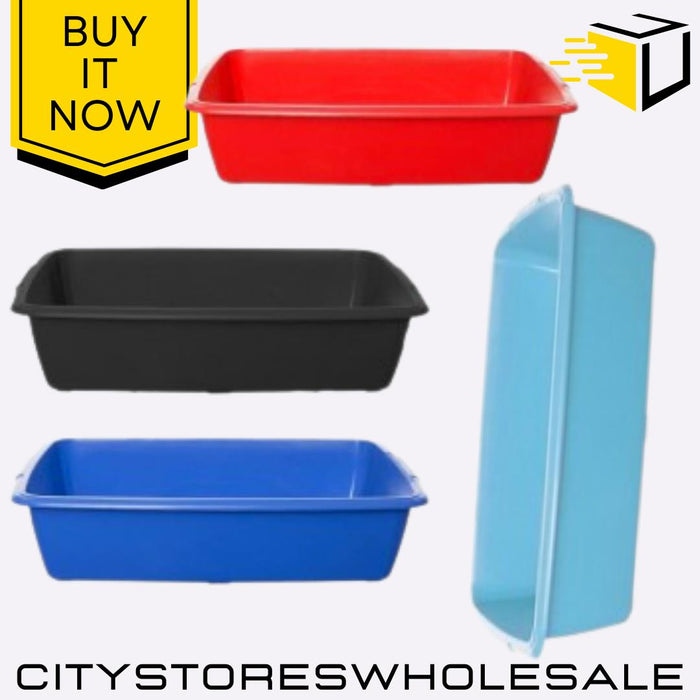 Durable Cat Litter Tray 46cm Assorted Colours Pet Kitten Box One Tray Whitefurze