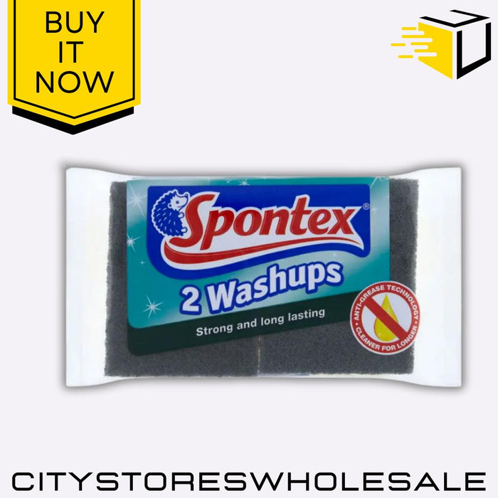 Washups Sponge Scourers Kitchen Cleaning, Non-Scratch, Durable 2 Pack Spontex