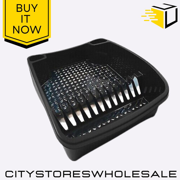 Small Dish Drainer Black, Sturdy Plastic Drying Rack For Kitchen Whitefurze
