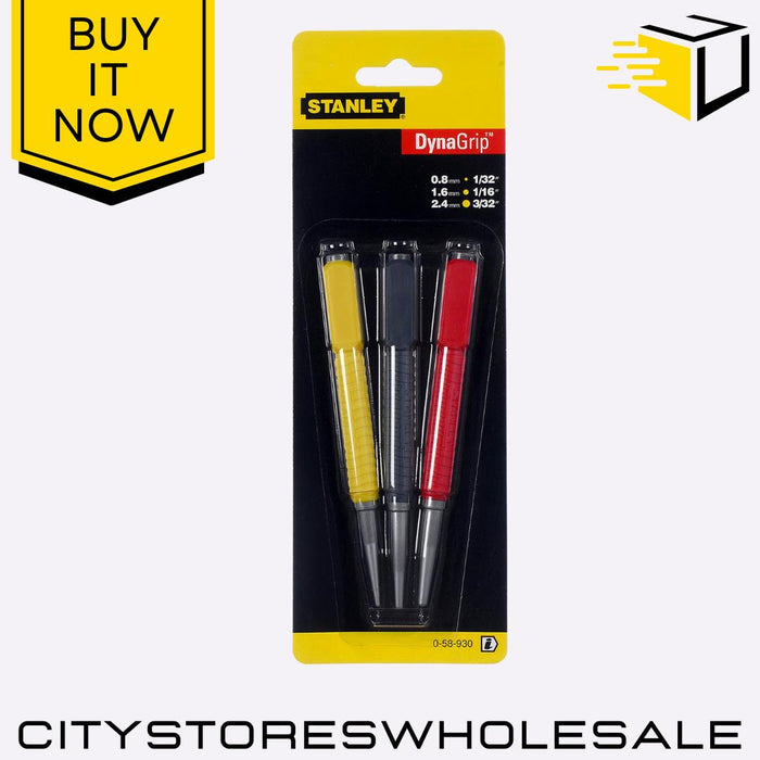 Dynagrip Nail Punch Set 0.8 1.6 2.4mm Durable Precision Tool 3 Pack Stanley