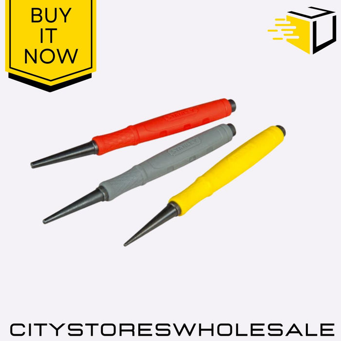Dynagrip Nail Punch Set 0.8 1.6 2.4mm Durable Precision Tool 3 Pack Stanley