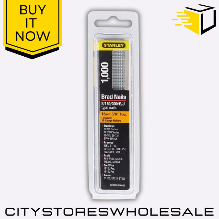 Brad Nails 15mm 1000 pk Galvanised Finish High-Quality DIY Fasteners Stanley