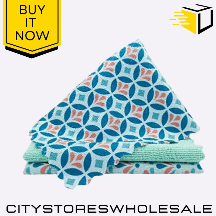 Mosaik Microfibre Cloths Ultra Absorbent Durable Streak  Cleaning 3pk Spontex