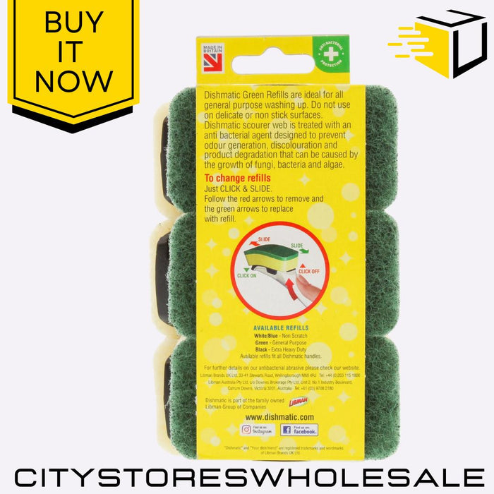X3 General Purpose Green Refill Sponge Durable & Clean 9 Sponges Dishmatic