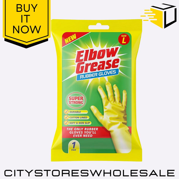 Rubber Gloves Super Strong Cotton Lined Durable Heavy Size Large Elbow Grease