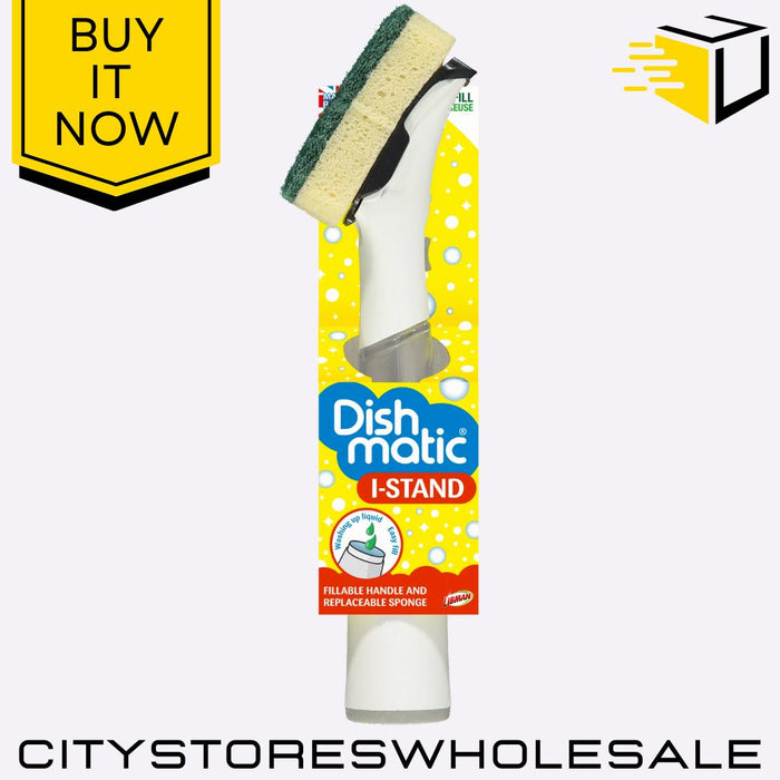 I-Stand Fillable Washing Up Handle & Sponge Dish Scrubber Tool Dishmatic