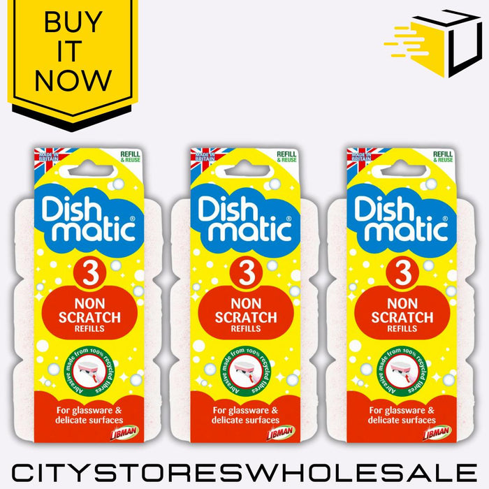 X3 General Purpose White Refill Sponge Durable & Clean 9 Sponge Dishmatic