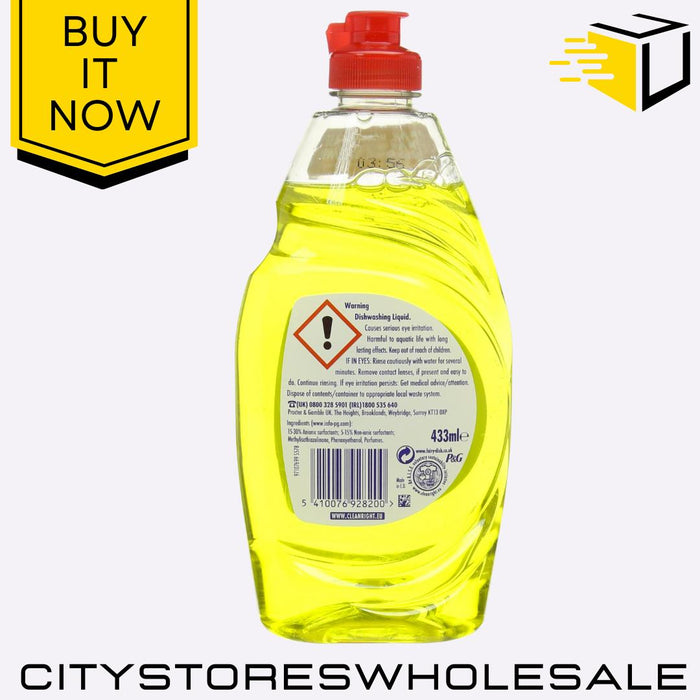 Washing Up Liquid Lemon Powerful Grease Cleaning Long Lasting Fresh 320ml Fairy