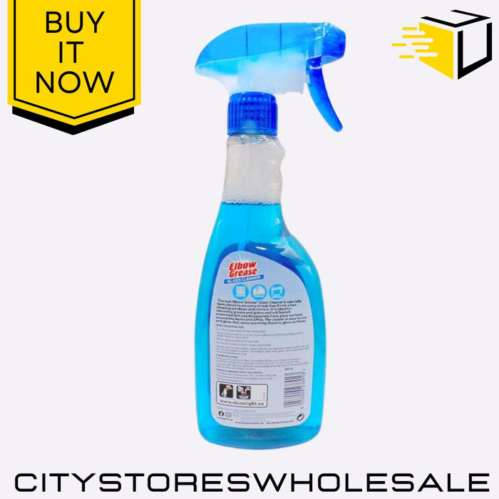 Glass Cleaner with Vinegar 500ml Streak-Free Shine, Powerful Clean Elbow Grease