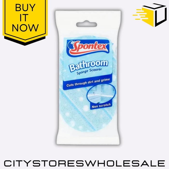 Bathroom Sponge Scourer Non-Scratch, Durable, Multi-Purpose Cleaning Pad Spontex