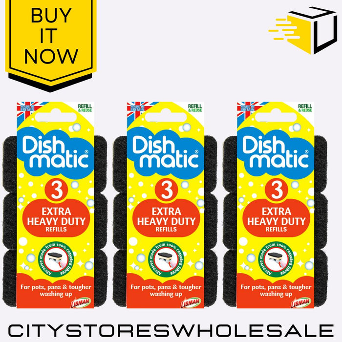 X3 General Purpose Black Refill Sponge Durable & Clean 9 Sponge Dishmatic